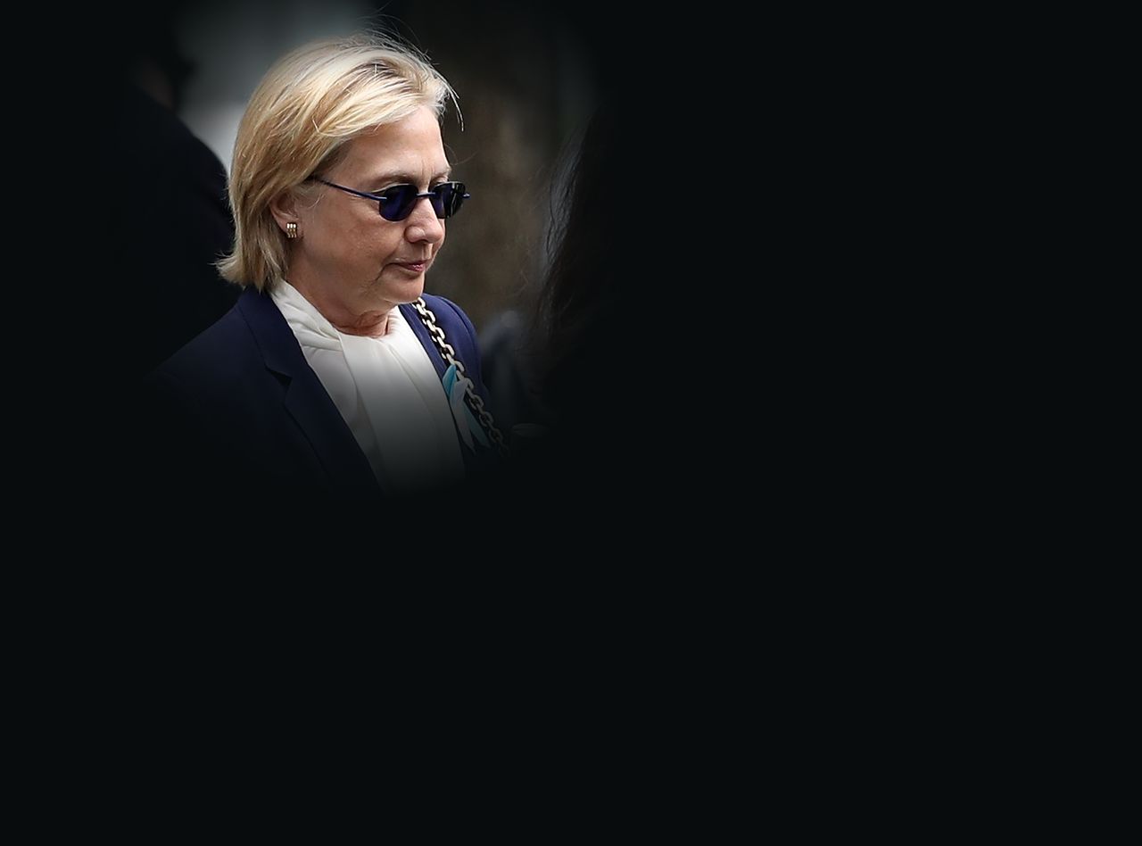 Hillary Clinton arrives at the 9/11 memorial.