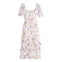 Smocked Puff Sleeve Midi Dress, £110 | Abercrombie &amp; Fitch