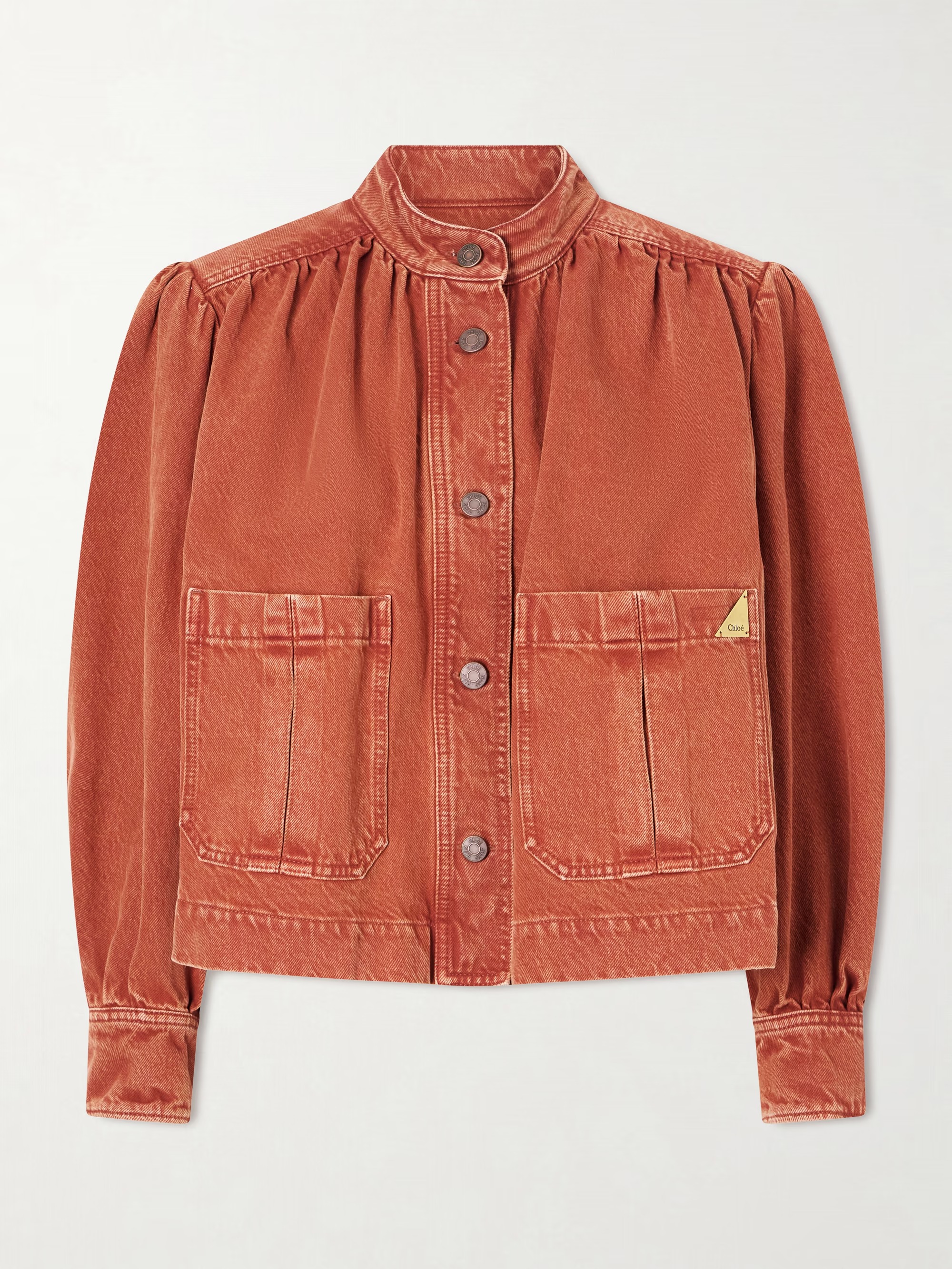 Chlo&amp;eacute;, Logo-Appliqu&amp;eacute;d Garment-Dyed Denim Jacket