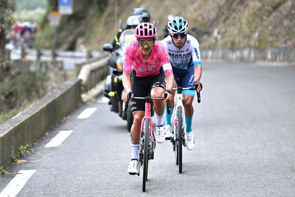VENCE FRANCE FEBRUARY 23 LR Richard Carapaz of Ecuador and Team EF Education EasyPost and Santiago Buitrago of Colombia and Team Bahrain Victorious compete in the breakaway during the 57th Tour des Alpes Maritimes et du Var 2025 Stage 2 a 1318km stage from VillefranchesurMer to Vence 327m on February 23 2025 in Vence France Photo by Billy CeustersGetty Images
