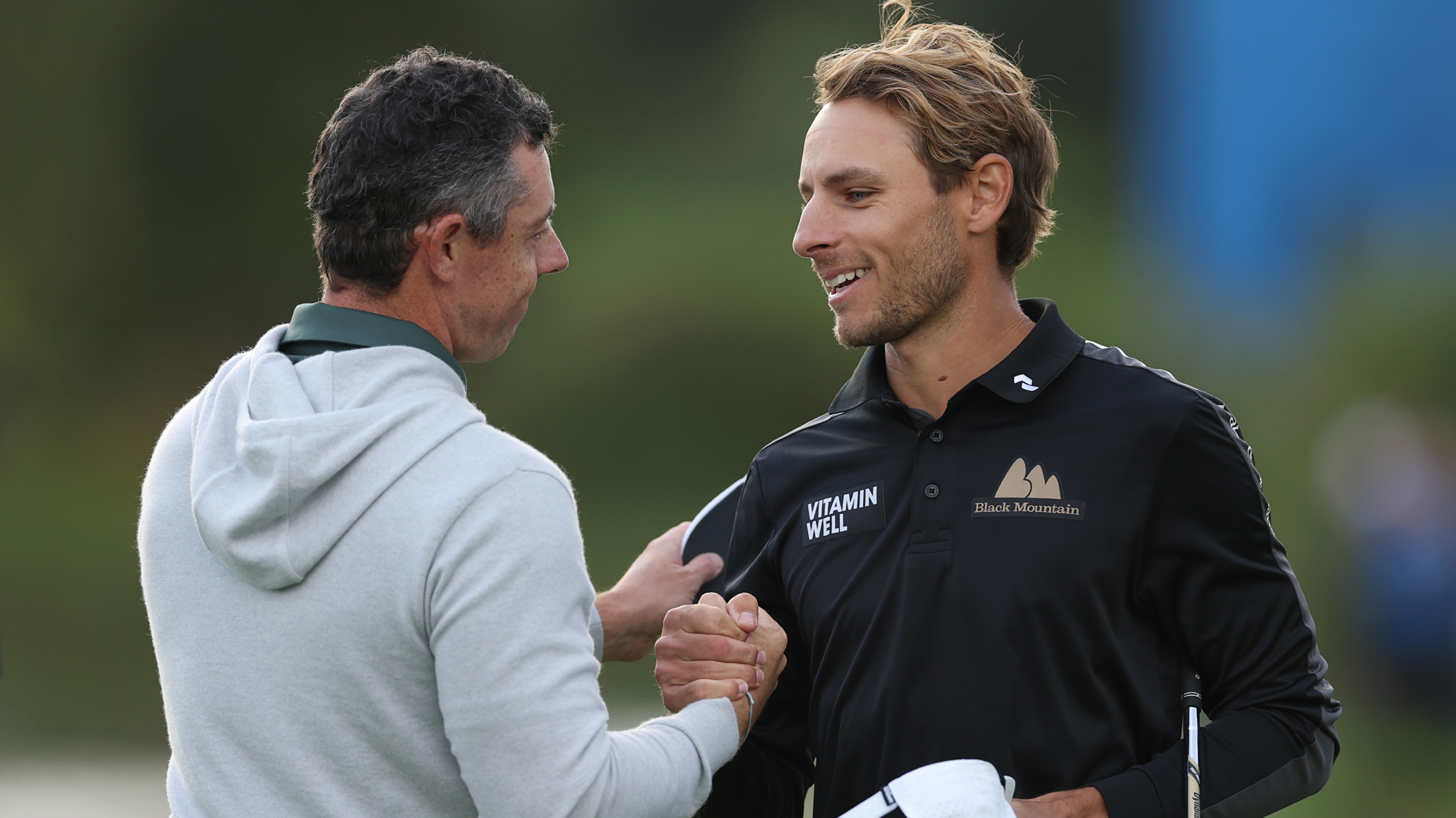 Rory McIlroy and Joakim Lagergren at the Amgen Irish Open 