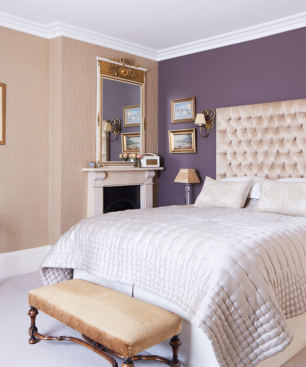 A bedroom color idea with purple walls