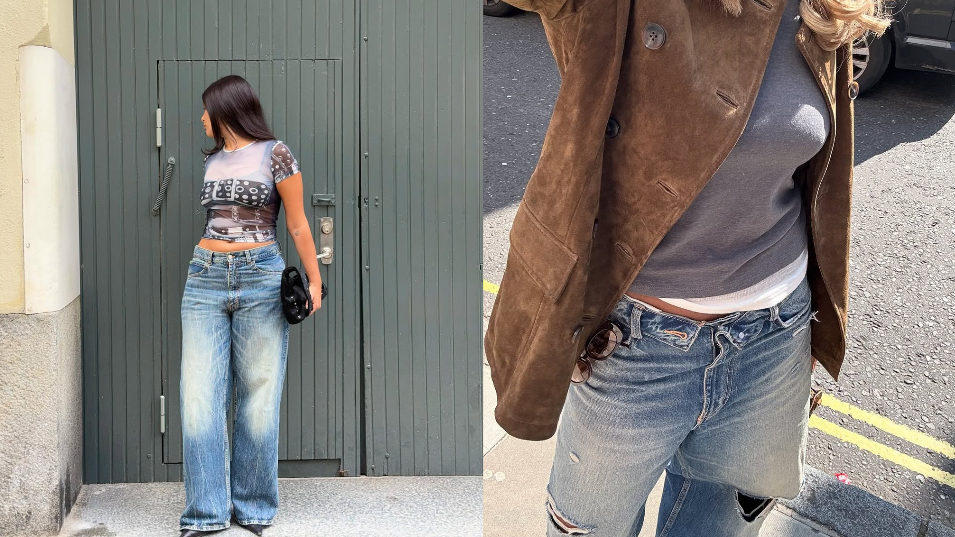 An image of a woman wearing sun faded jeans, a major denim trend 2026.