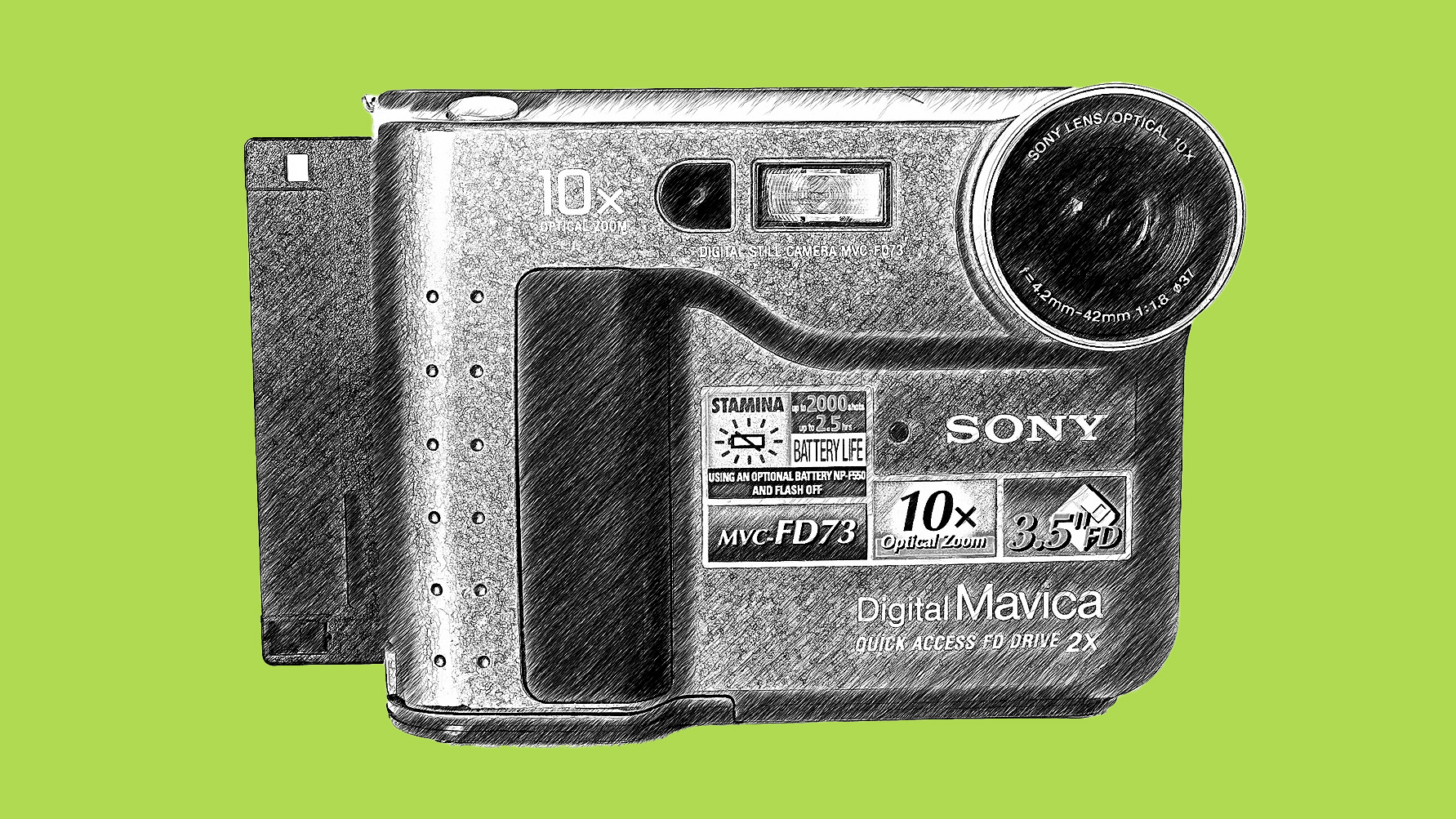 Line drawing of Sony Mavica FD-73