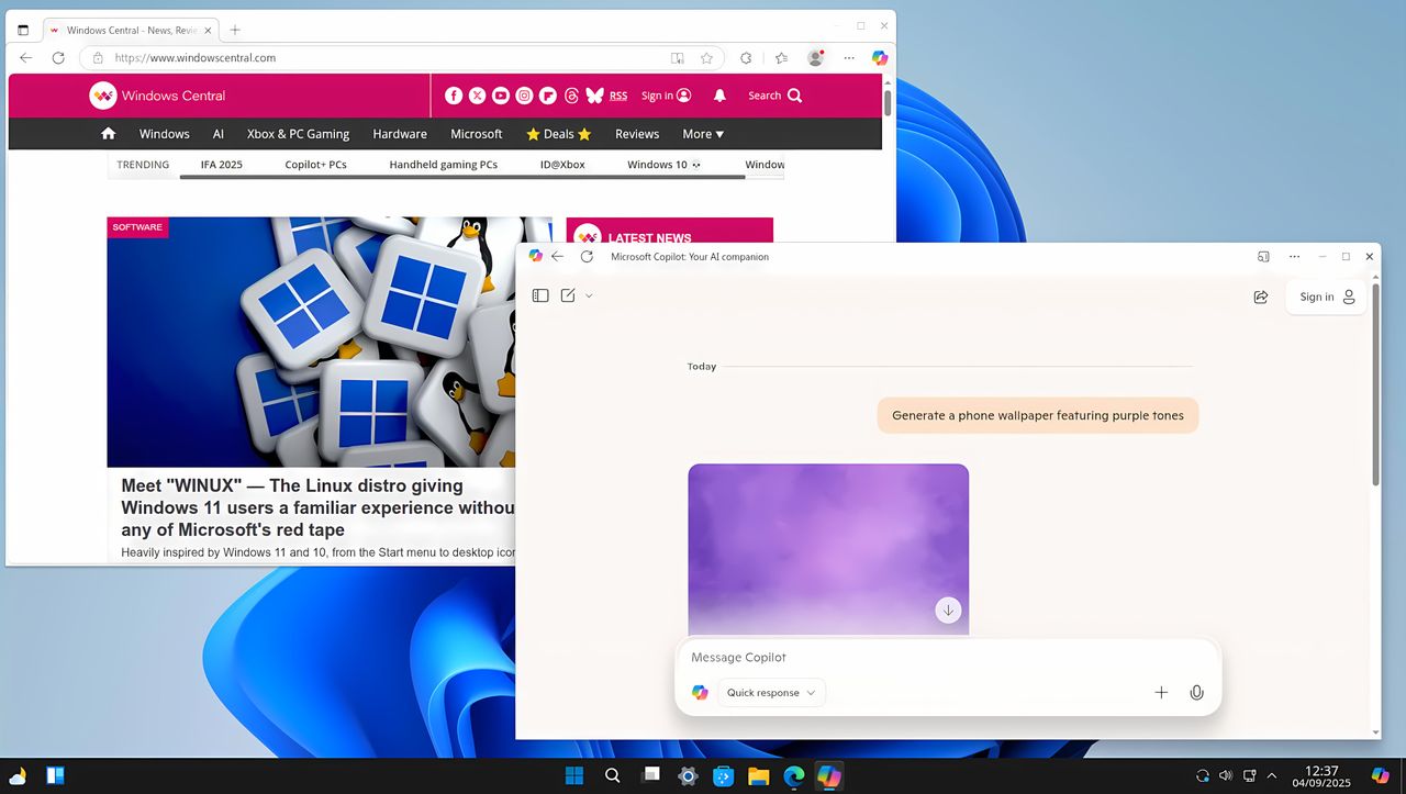 The WINUX UI closely resembles Windows 11 thanks to extensive theming across the board.