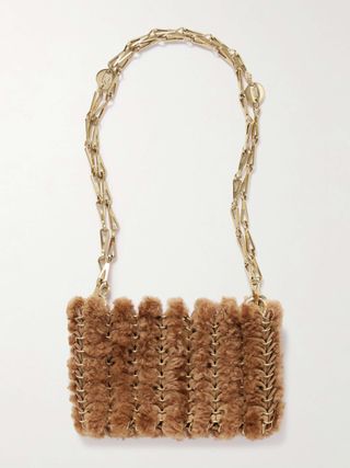 1969 Nano Embellished Leather and Shearling Shoulder Bag