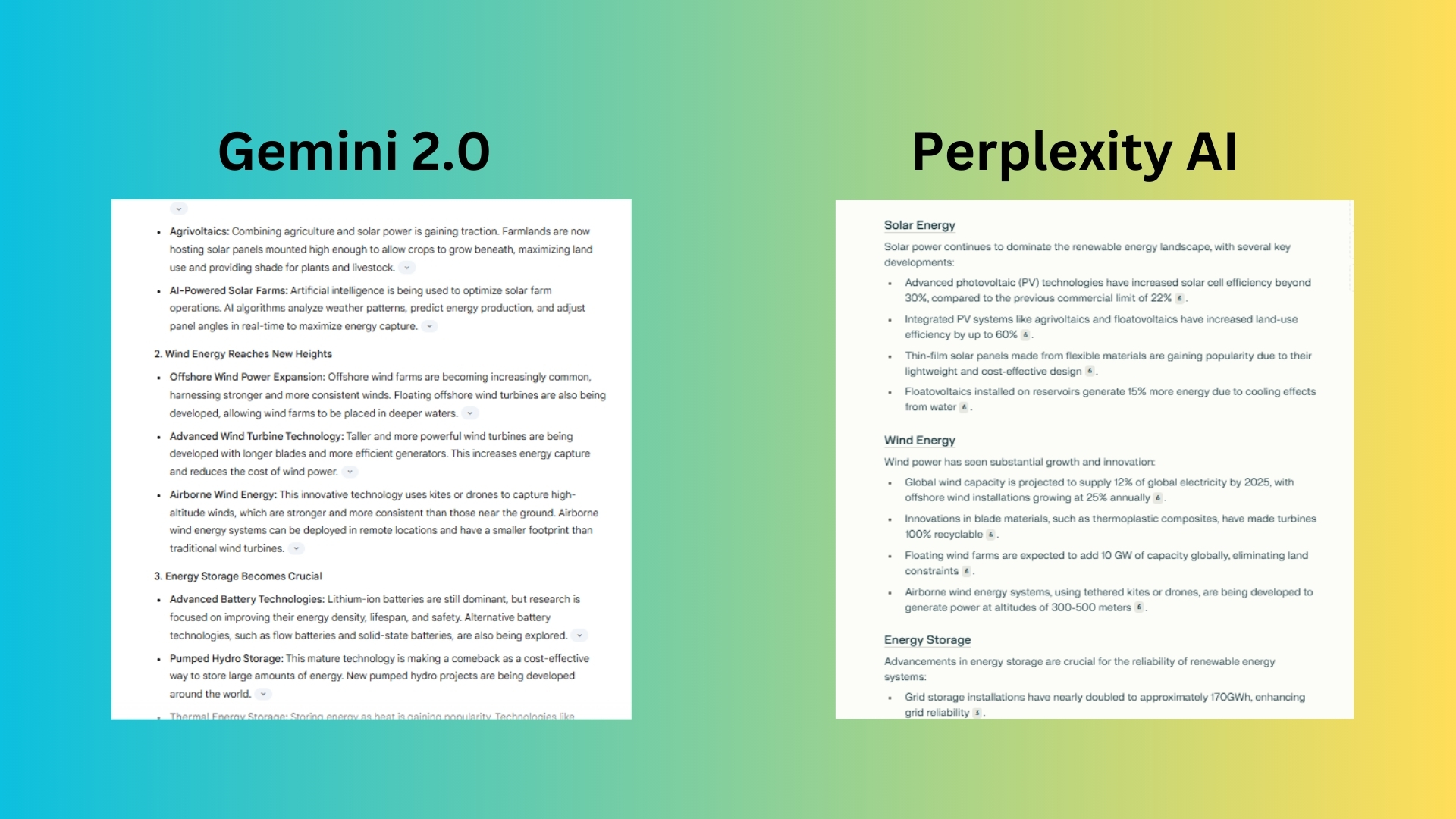 Gemini vs Perplexity screenshot