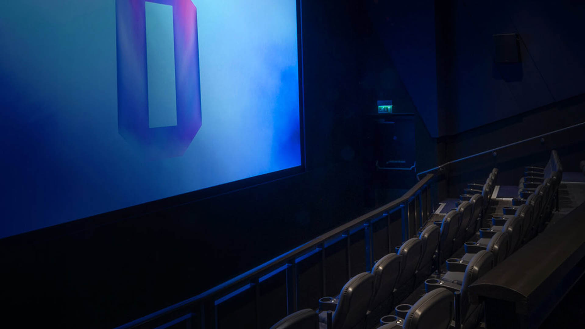 A photo of the inside of a cinema screening room. 