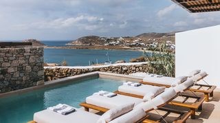 View from a private pool at Cali, Mykonos