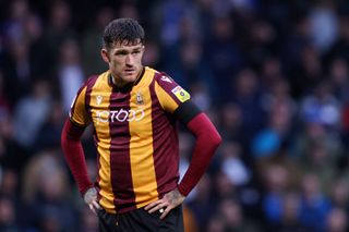 Andy Cook of Bradford City looks on during the Sky Bet League Two Play-Off Semi-Final First Leg match between Bradford City and Carlisle United at University of Bradford Stadium on May 14, 2023 in Bradford, England. (Photo by George Wood/Getty Images)