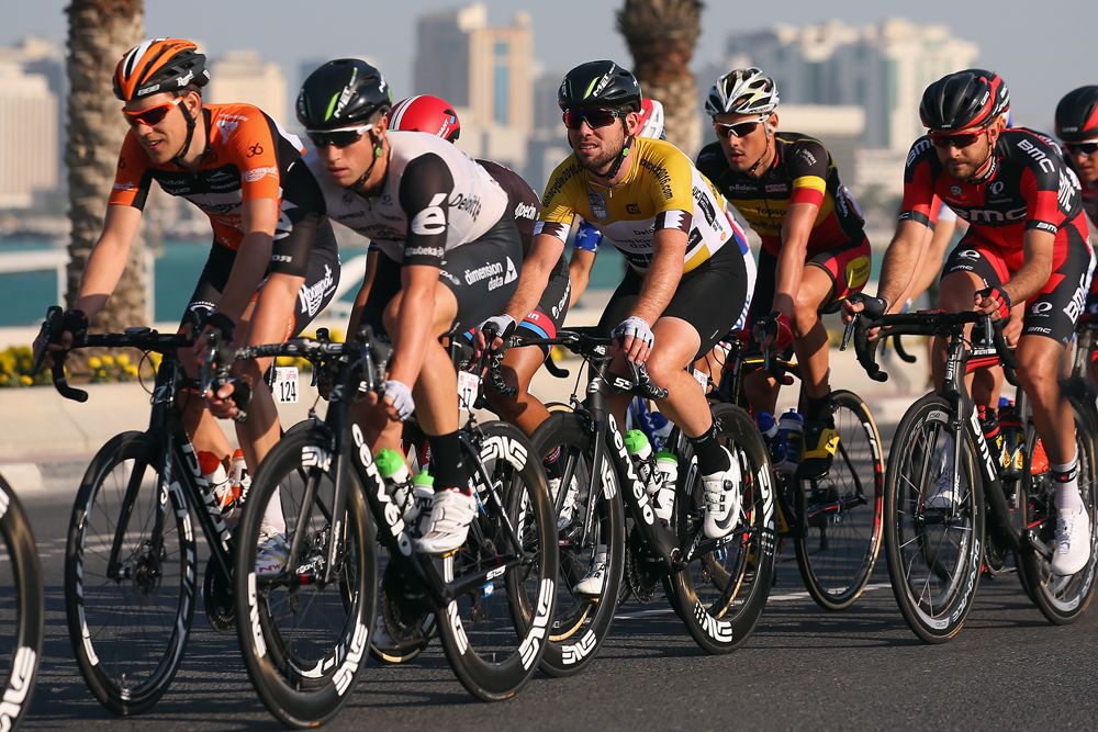 Mark Cavendish riding safely in the bunch