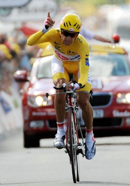Carlos Sastre (CSC-Saxo Bank) knows he has the Tour wrapped up.