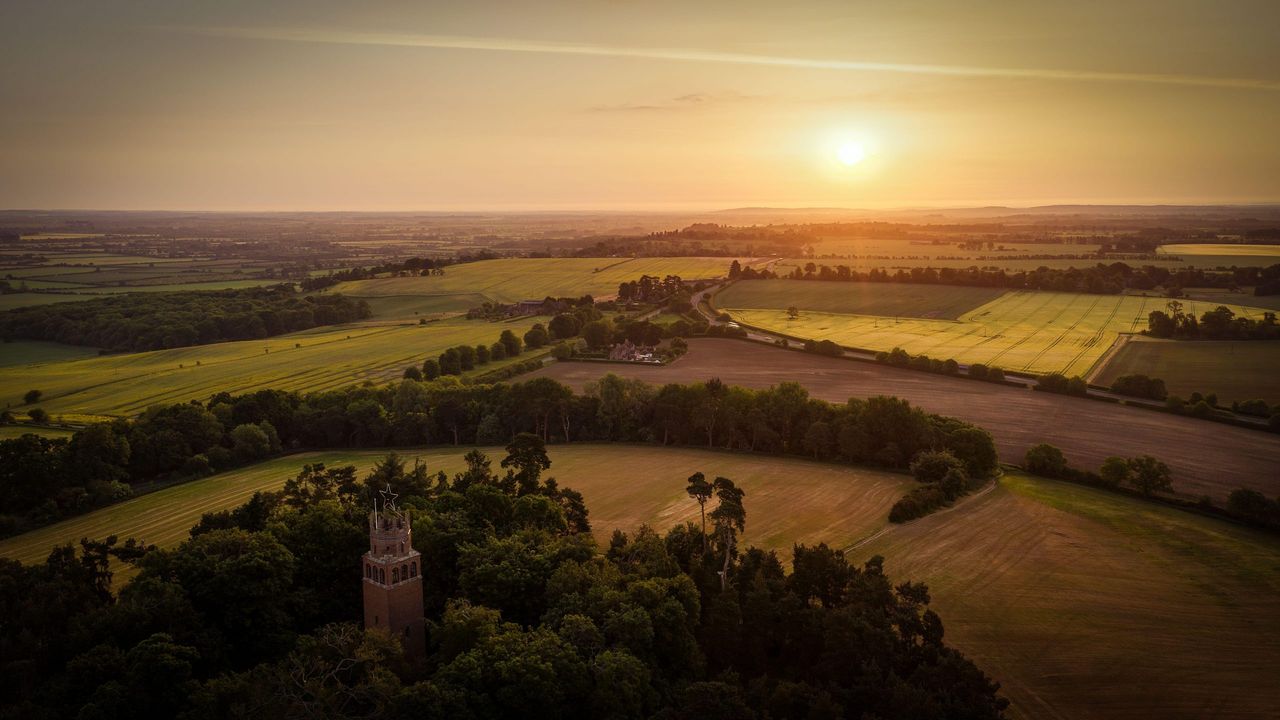 Sunrise above Faringdon Folly Tower, Oxfordshire.