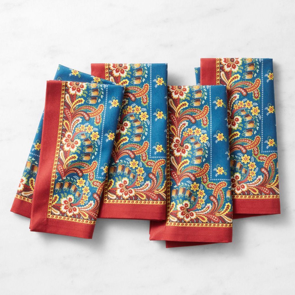 Blue and red patterned napkins