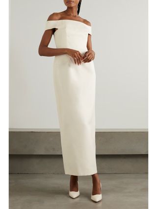 GABRIELA HEARST, + Net Sustain Sloane Off-The-Shoulder Organic Wool and Silk-Blend Maxi Dress