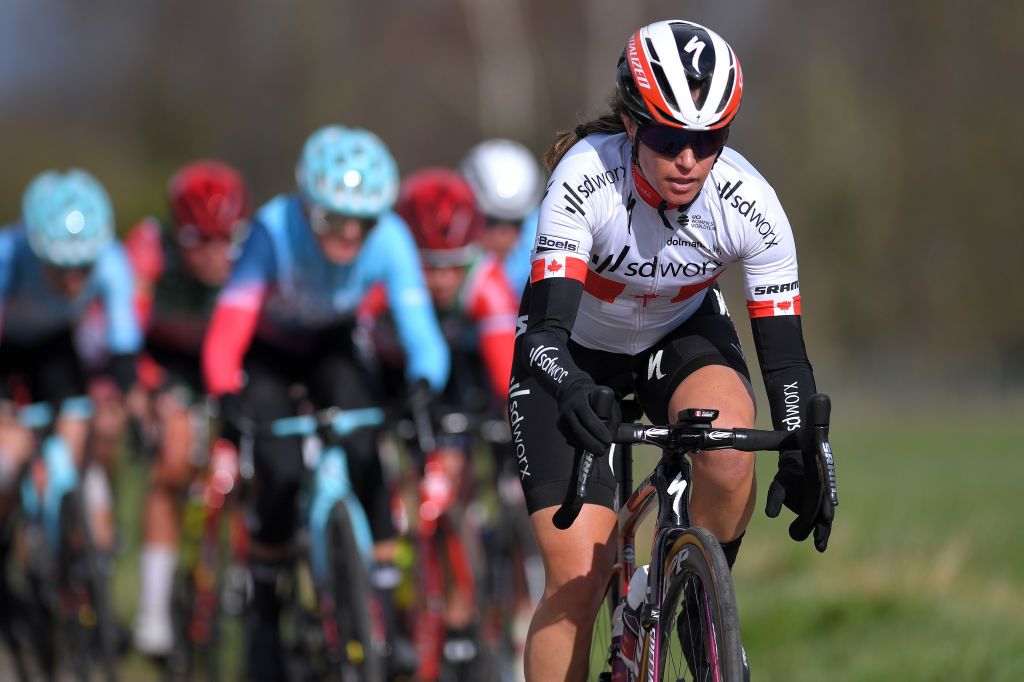 OETINGEN BELGIUM MARCH 14 KarolAnnCanuel of Canada and Team SD Worx during the 1st GP Oetingen Womens Elite a 120km race from Oetingen to Oetingen gpoetingen on March 14 2021 in Oetingen Belgium Photo by Luc ClaessenGetty Images