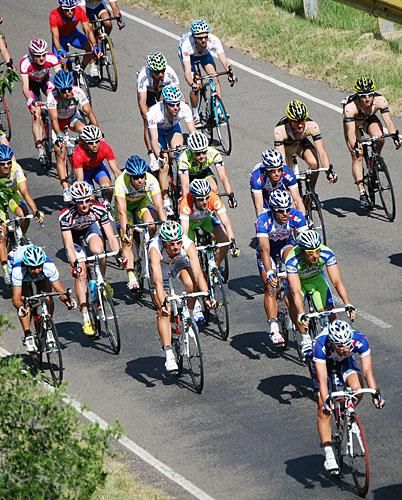 Pick the winner... Vincenzo Nibali is looked after by his Liquigas teammates in the peloton.