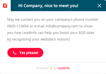 Met de pop-ups maak je het potentiële klanten eenvoudig om je te contacteren.