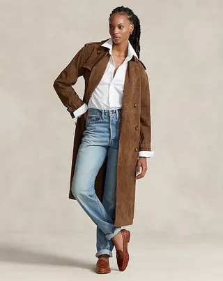 Lambskin Suede Trench Coat