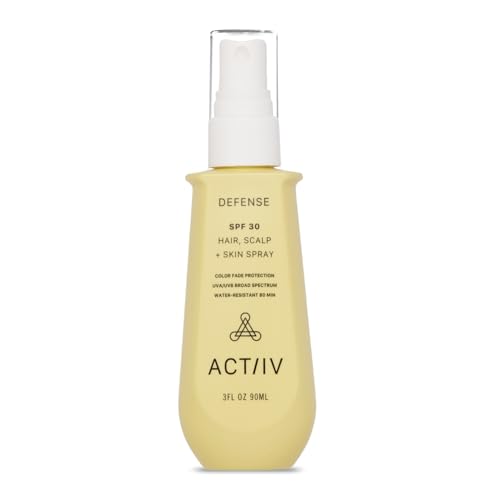 Actiiv Defense Spf 30 Hair, Scalp + Skin Spray | Protects Hair 
Scalp From Uv Damage, Maintains Scalp Health, Lightweight Non-Greasy Formula, Water-Resistant,plant-Based, All Hair Types, 3 Oz