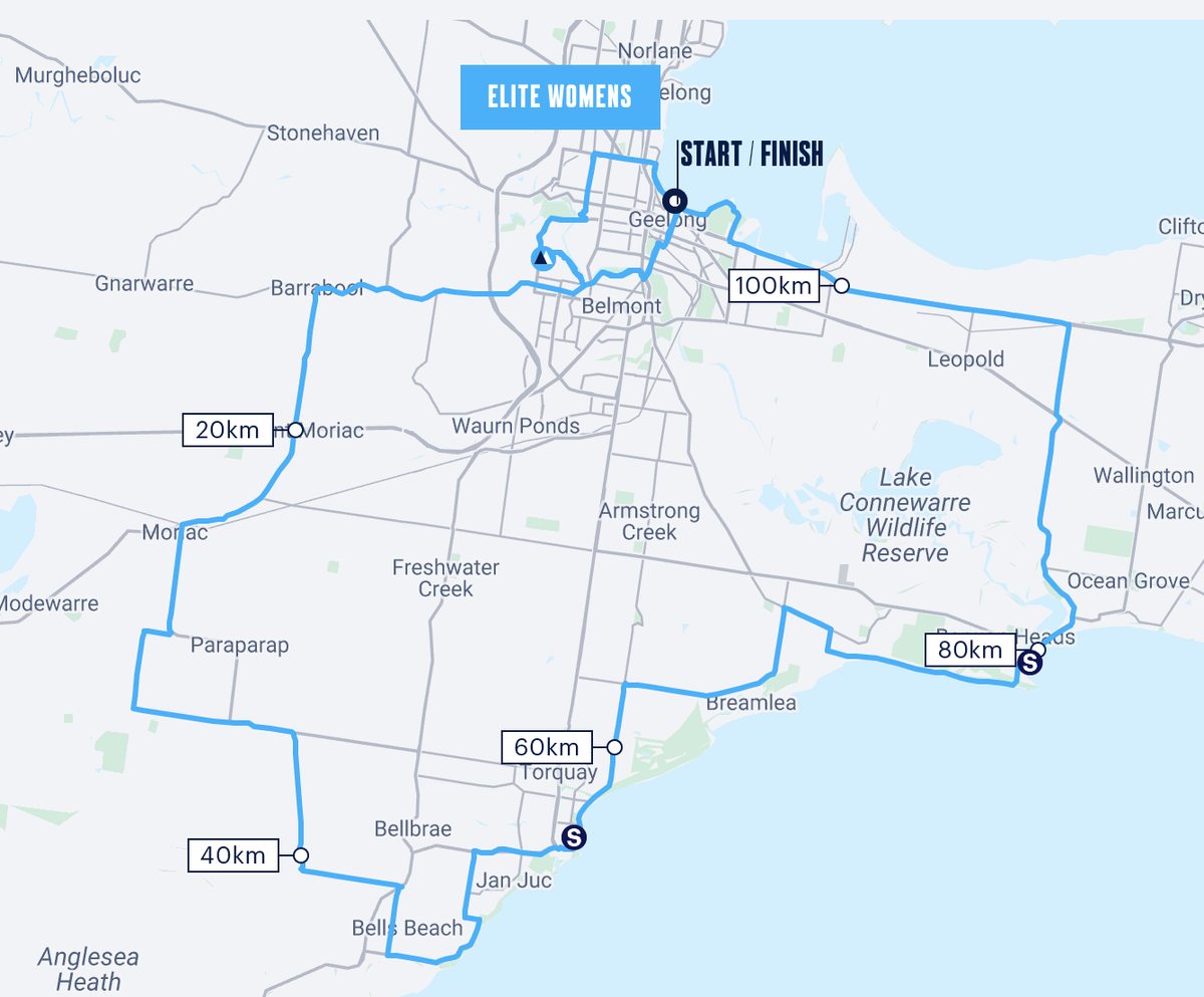 Route for 2023 Cadel Evans Great Ocean Road Race women's route