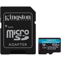 Kingston Canvas Go! Plus + Adapter &nbsp;| MicroSD| 512GB&nbsp;| 170MB/s | $119 $94 at Amazon (save $26)