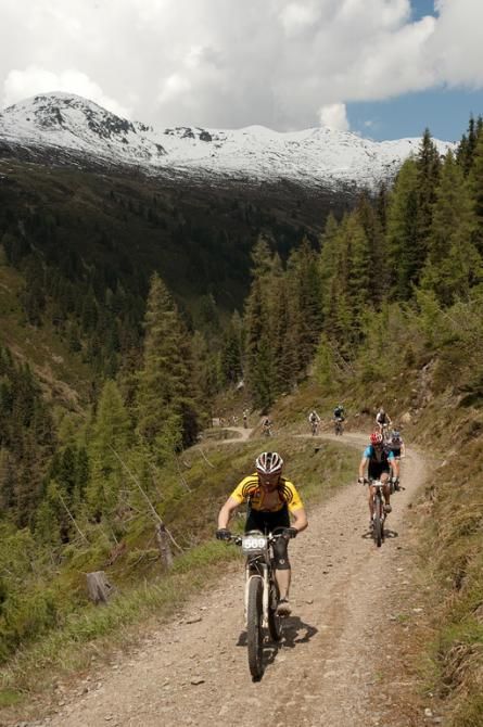 A rider climbs during stage 4 of the Bike Four Peaks