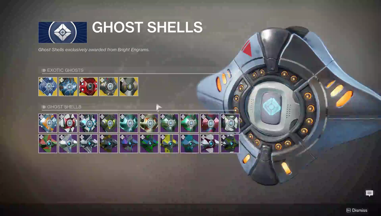 A peek at the remaining Legendary ghost shells.