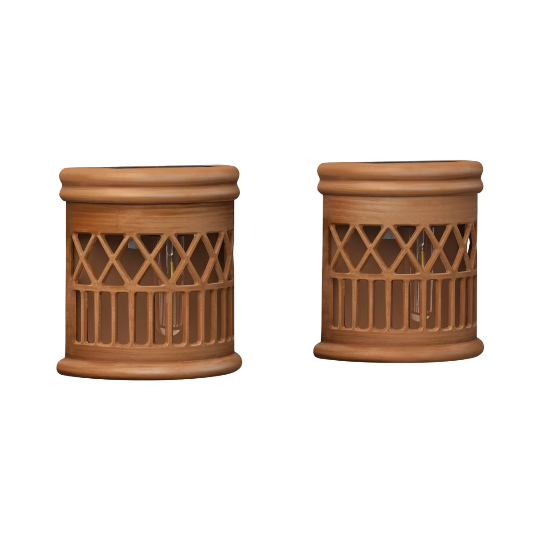 Threshold&amp;trade;, Woven Solar Outdoor Fence Lamps, Set of 2