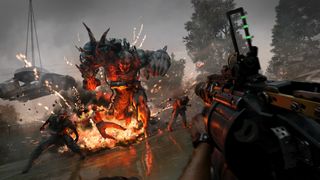 Promotional screenshot of the player fighting zombies in Dying Light: The Beast