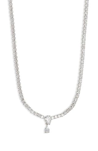 Cubic Zirconia Drop Tennis Necklace