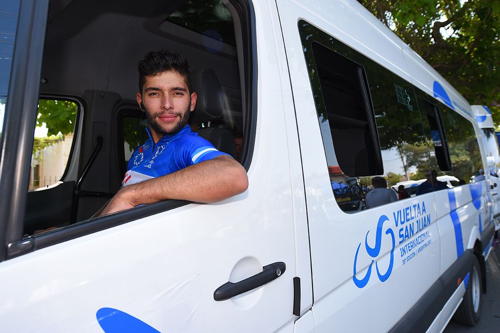 Fernando Gaviria chilling out in the team van