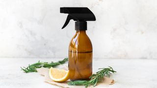 Spray bottle with essential oil solution