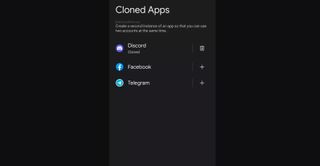 A screenshot of the Android 14 beta, showing the app cloning menu