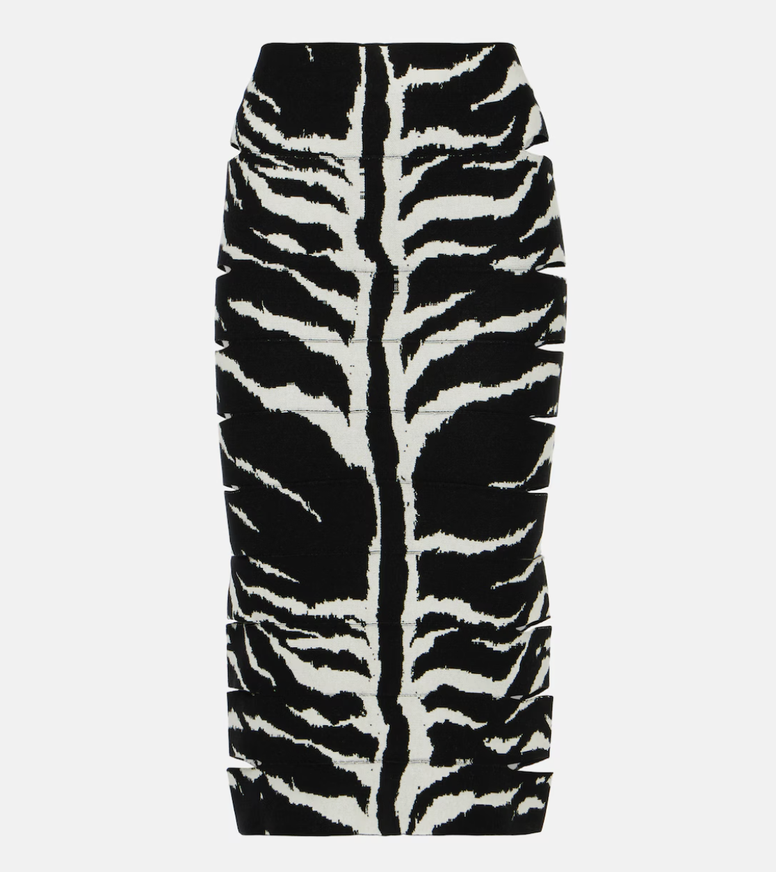 Ala&amp;iuml;a, Zebra-Printed High-Rise Midi Skirt