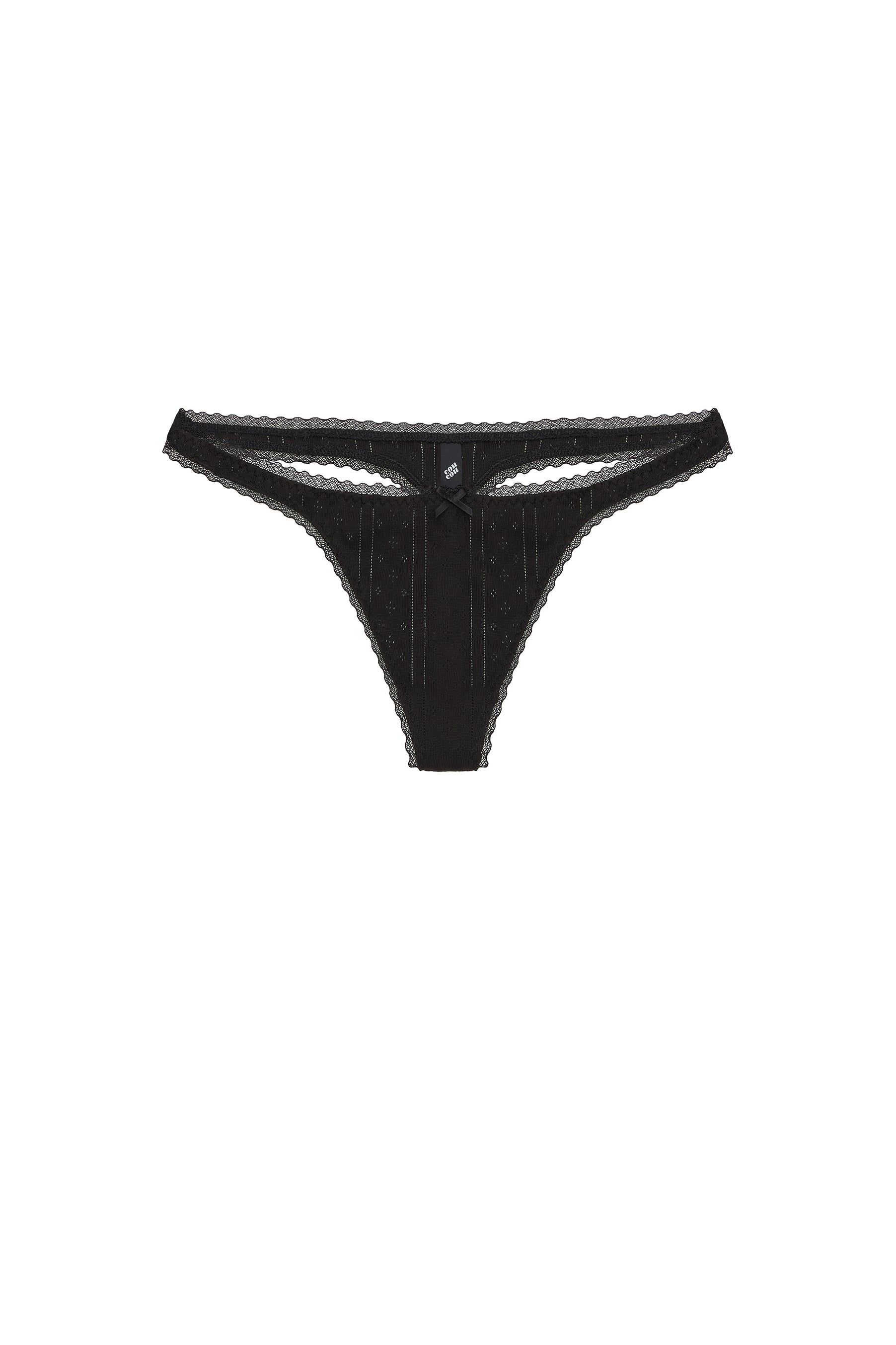 The Thong: Black Pointelle