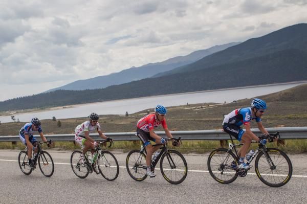 Only four riders left in the break (L-R): Jeff Louder, Francisco Colorado, Tom Danielson and Dave Zabriskie