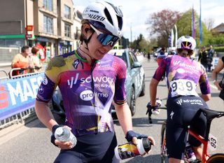 OVERIJSE, BELGIUM - APRIL 18: Anna van der Breggen of Netherlands and Team SD Worx - Protime reacts after the 10th De Brabantse Pijl - La Fleche Brabanconne 2025 - Women's Elite a 125.7km one day race from Lennik to Overijse on April 18, 2025 in Overijse, Belgium. (Photo by Rhode Van Elsen/Getty Images)