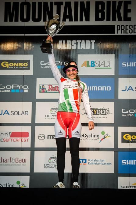 Eva Lechner on the podium