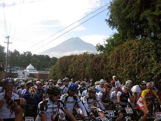 Racers on the start line In Antigua, Guatemala.