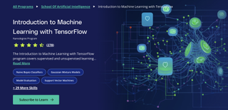 A screenshot of the Udacity website advertising the 'Introduction to Machine Learning with TensorFlow' course