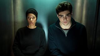 (L to R) Angel Parker as Dawn Gilbane, Noah Centineo as Owen Hendricks in The Recruit