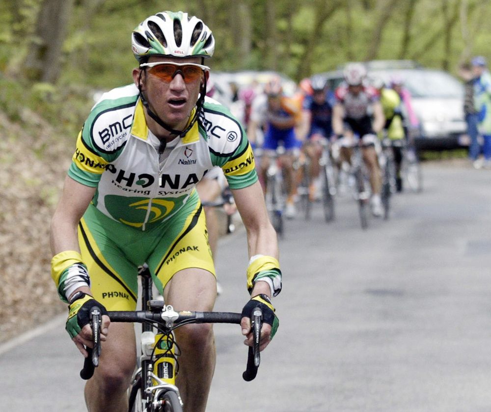 Tyler Hamilton (Phonak) pedals during the 68th Fleche Wallonne in 2004.