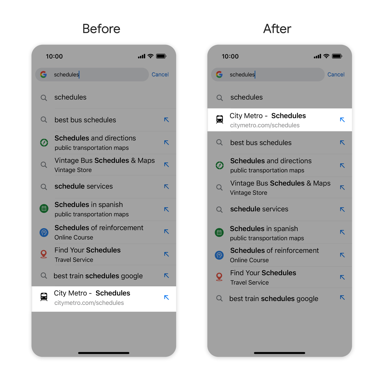 Suggestions shortcut in Google Chrome