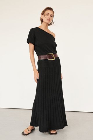 Rick Black Asym Knit Midi Dress