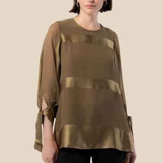 flat lay image of brown blouse