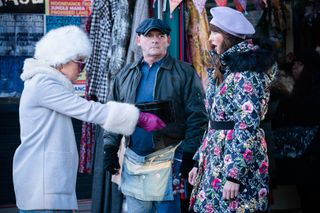 Jean Slater confronts Honey Mitchell in EastEnders