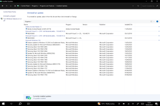 A screenshot of a menu in Windows 11 and Windows 10 showing recently installed Windows updates