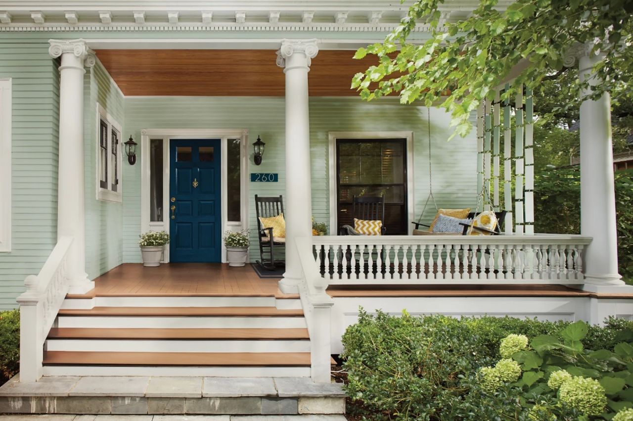 A front door in blue