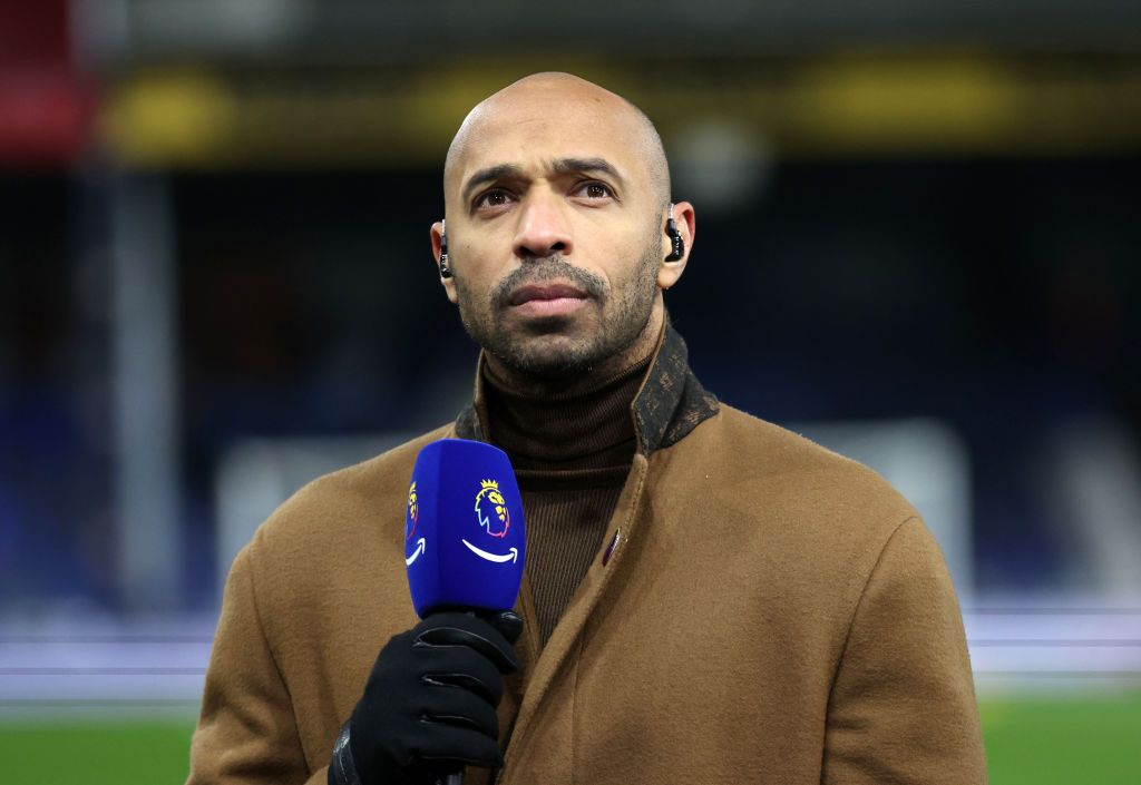 Amazon Prime Video pundit Thierry Henry ahead of the Premier League match between Luton Town and Arsenal FC at Kenilworth Road on December 05, 2023 in Luton, England. (Photo by Catherine Ivill/Getty Images)